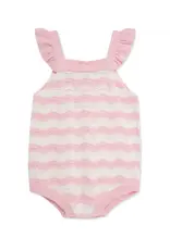 Little Me Little Me- Pink Curvey Stripe Pointelle Bubble