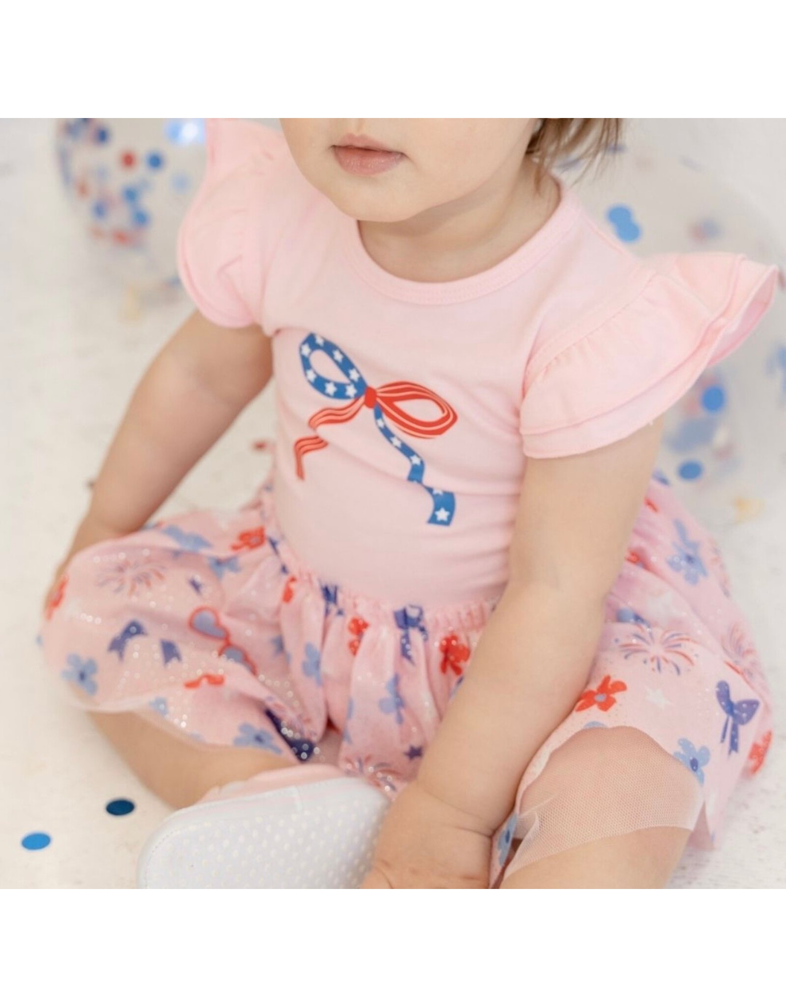 Sweet Wink- Red, White & Cute S/S Tutu Bodysuit