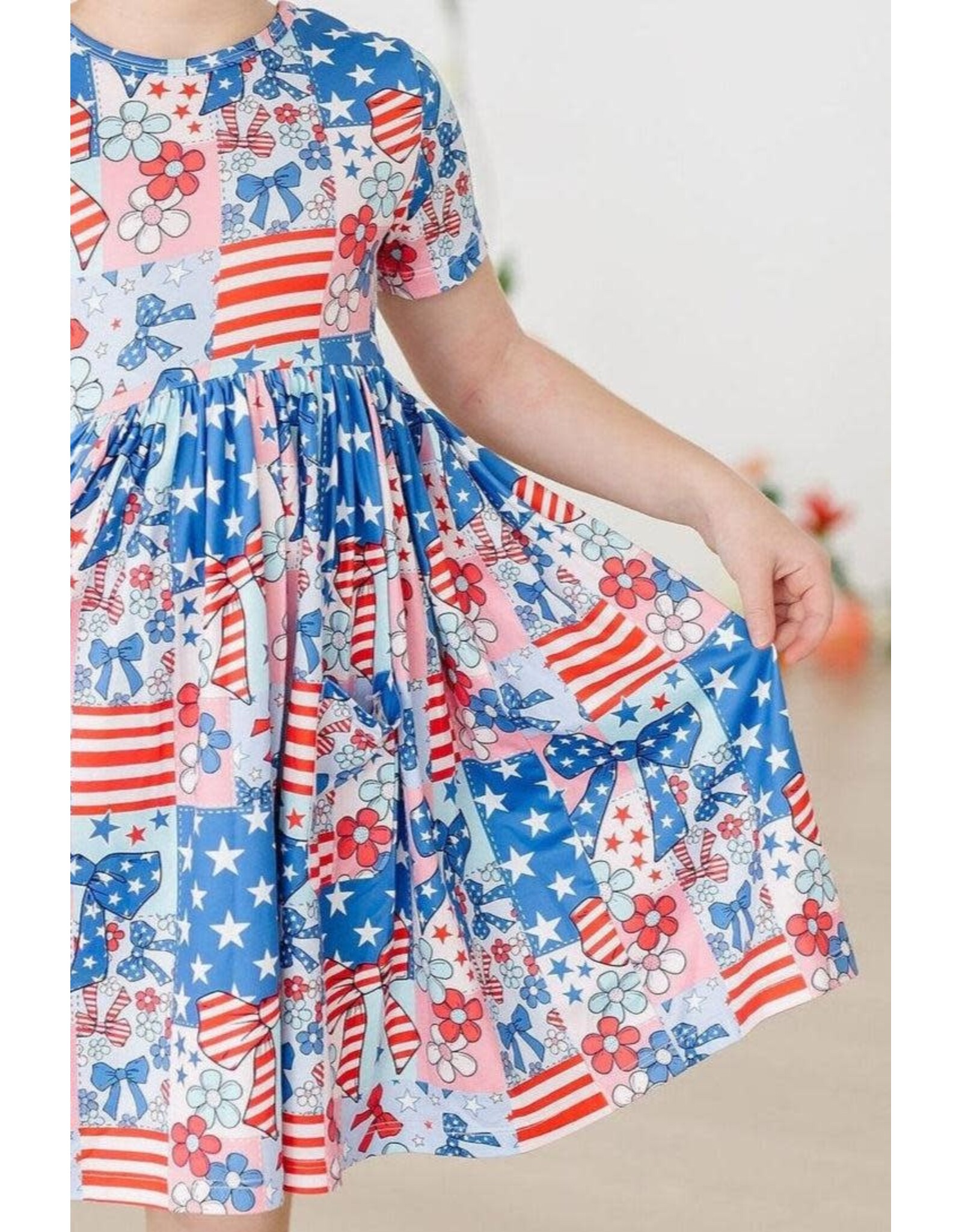 Mila & Rose Mila & Rose- Patriotic Patchwork Pocket Twirl Dress