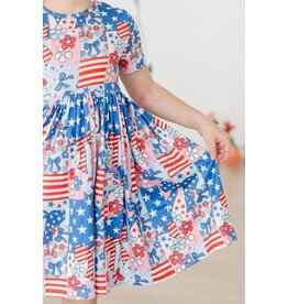 Mila & Rose Mila & Rose- Patriotic Patchwork Pocket Twirl Dress