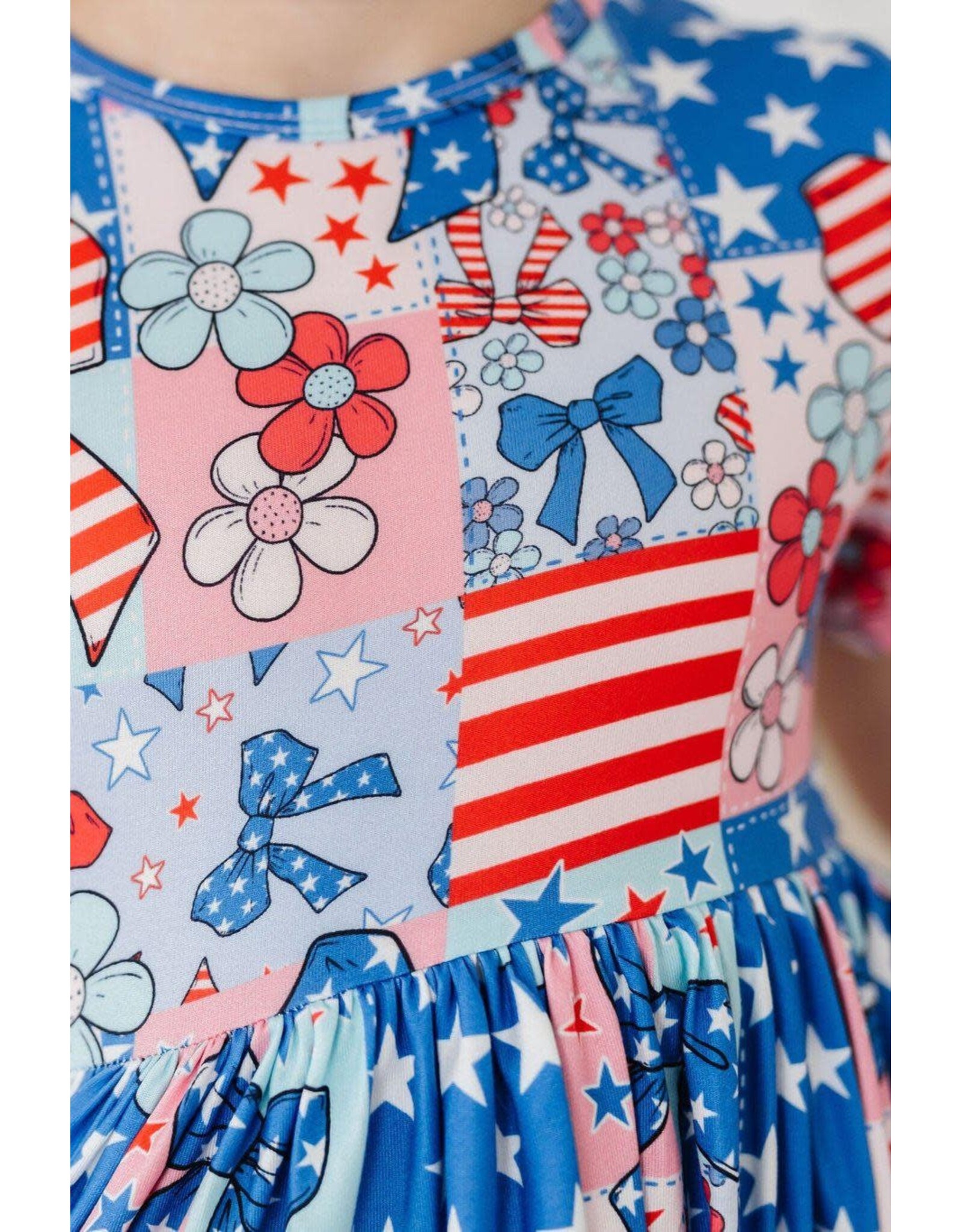 Mila & Rose Mila & Rose- Patriotic Patchwork Pocket Twirl Dress