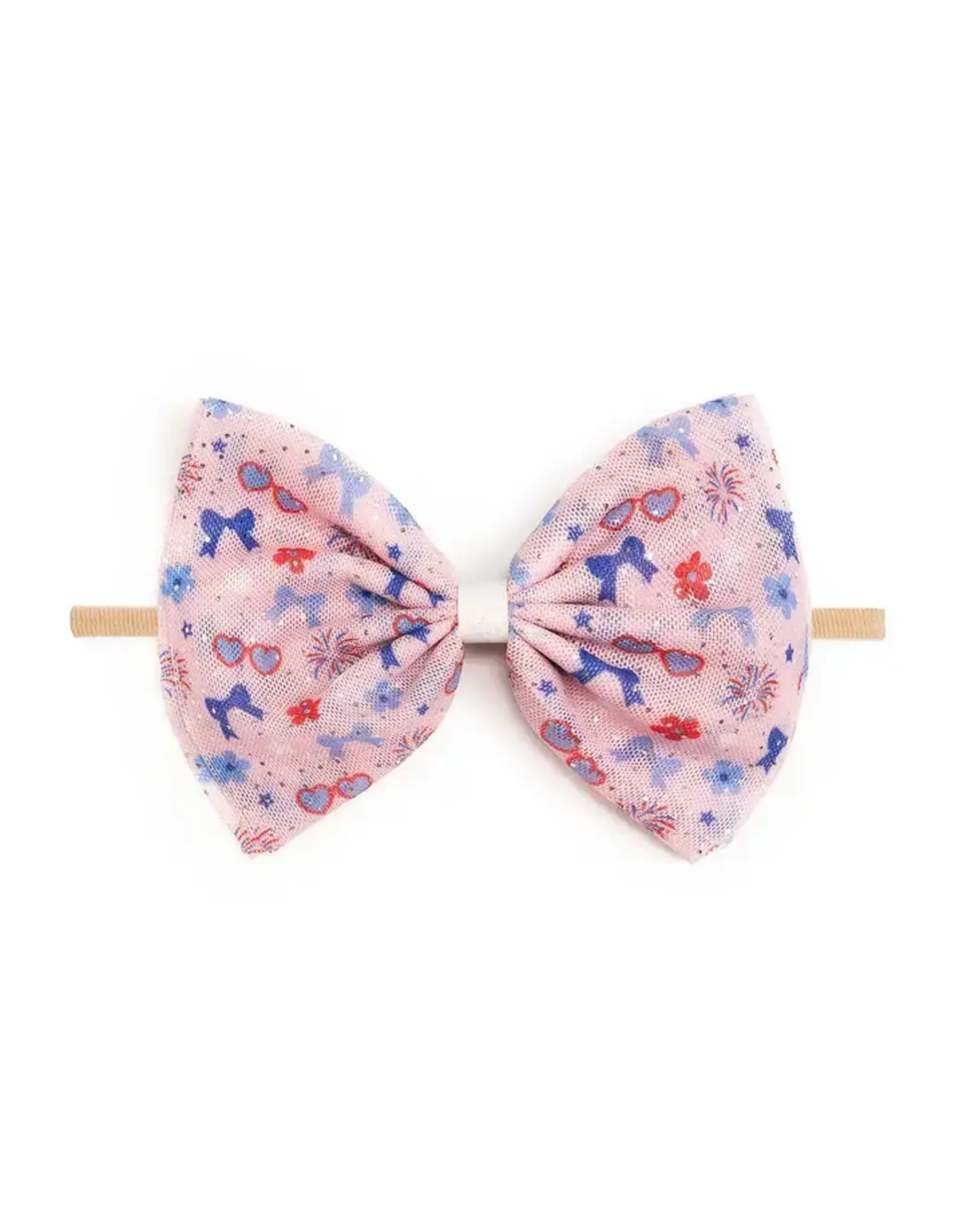 Sweet Wink- Red, White & Cute Tulle Bow Soft Headband