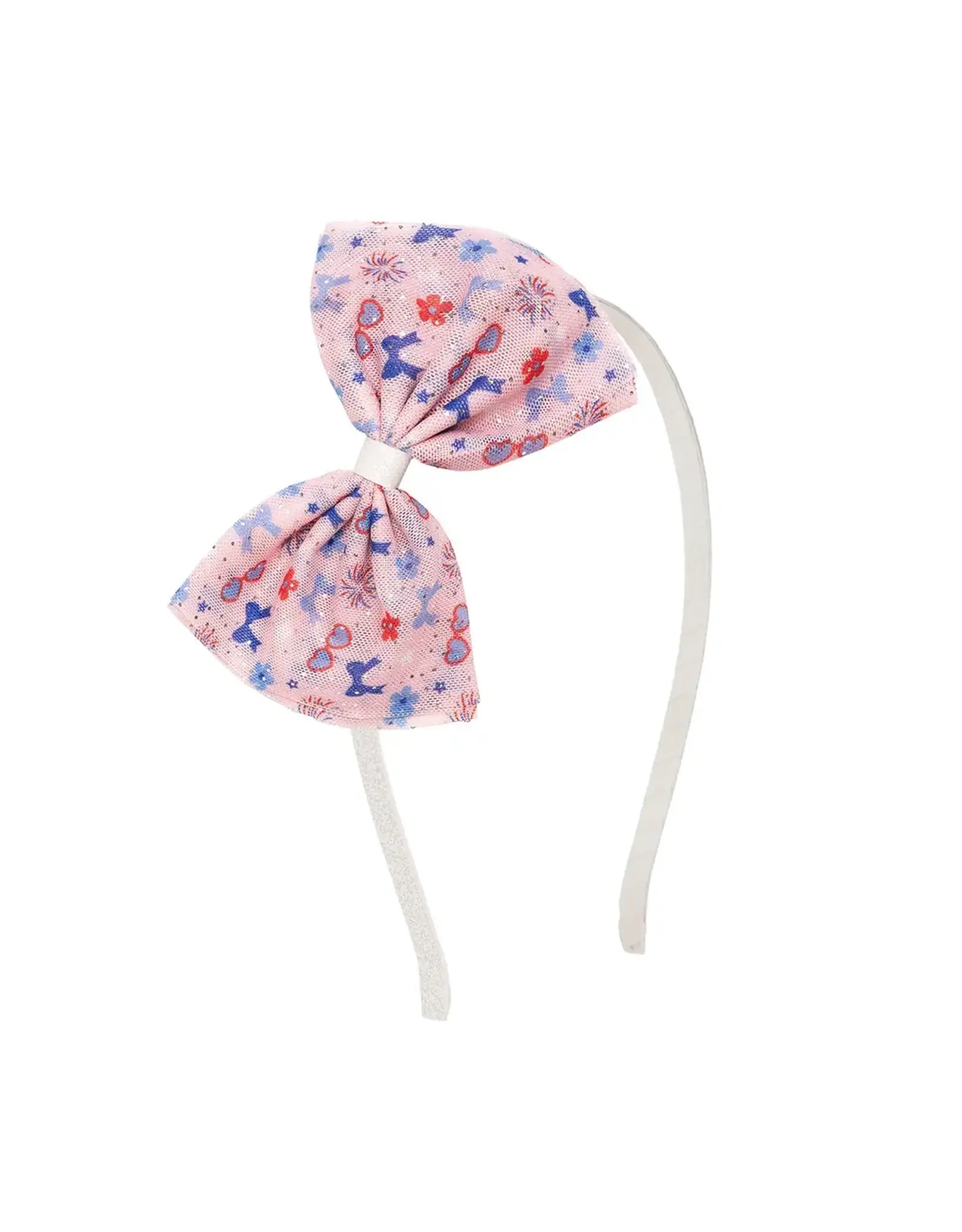 Sweet Wink- Red, White & Cute Tulle Bow Hard Headband