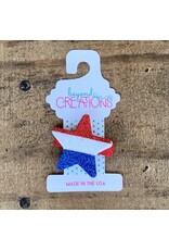 Beyond Creations Beyond Creations- Glitter Red, Wht & Blue Star Pinch Clip