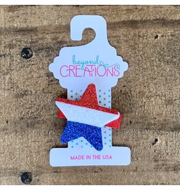 Beyond Creations Beyond Creations- Glitter Red, Wht & Blue Star Pinch Clip