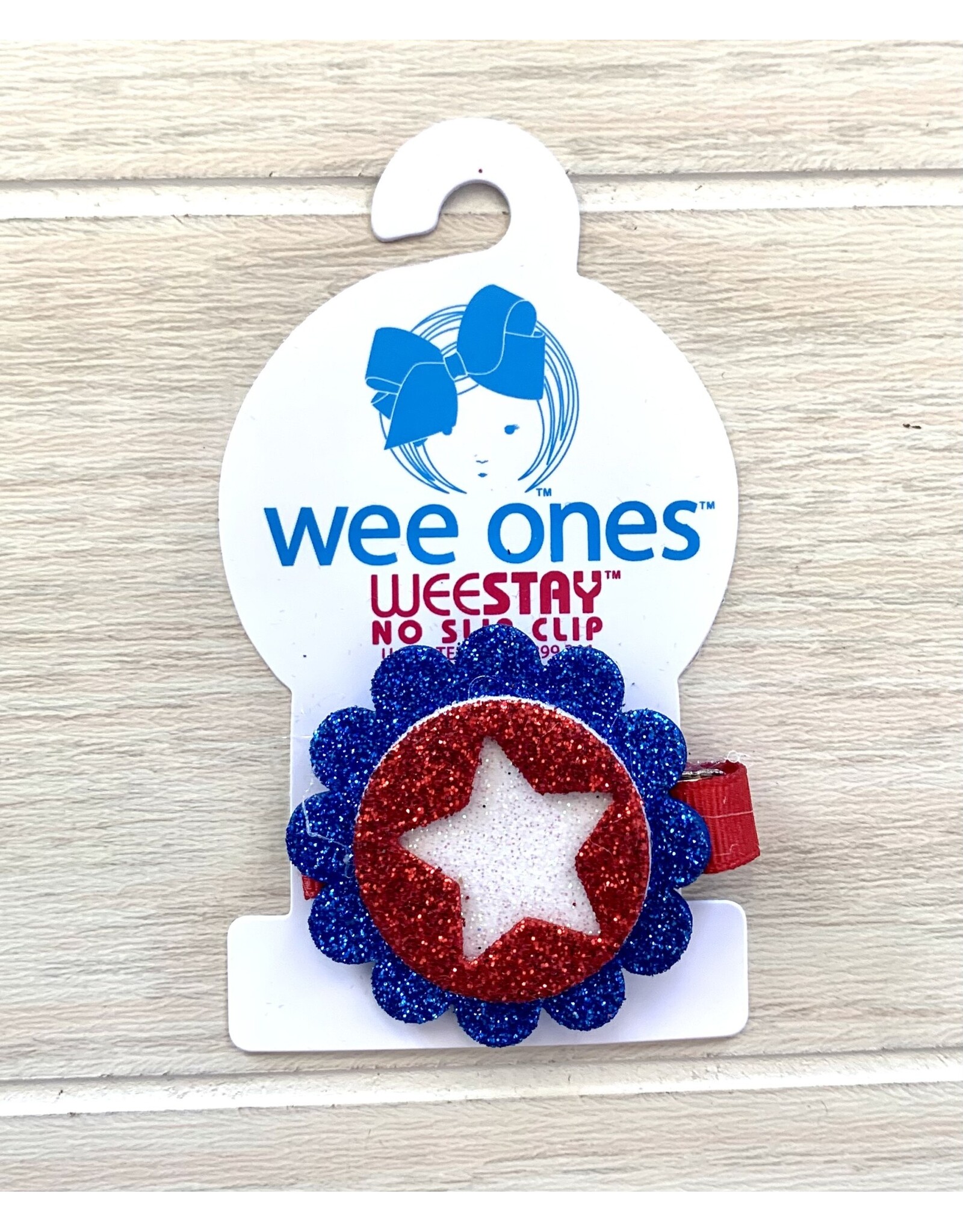 Wee Ones- Layered Americana Button Glitter Clip