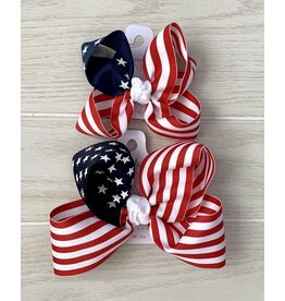 Beyond Creations Beyond Creations- Star Navy/Red/White Stripe Knot Bow