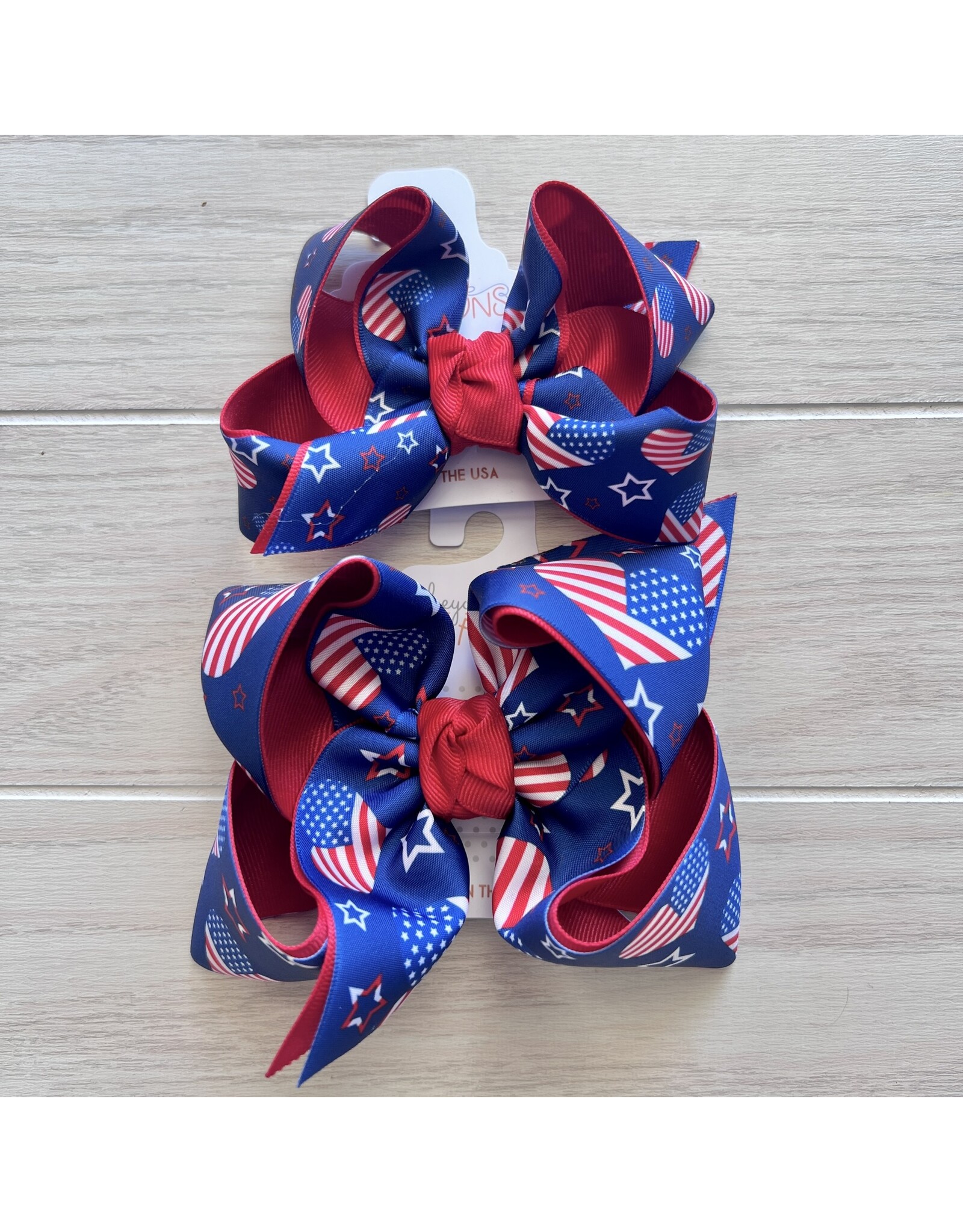 Beyond Creations Beyond Creations- Red/Navy Star Heart Layered Knot Bow