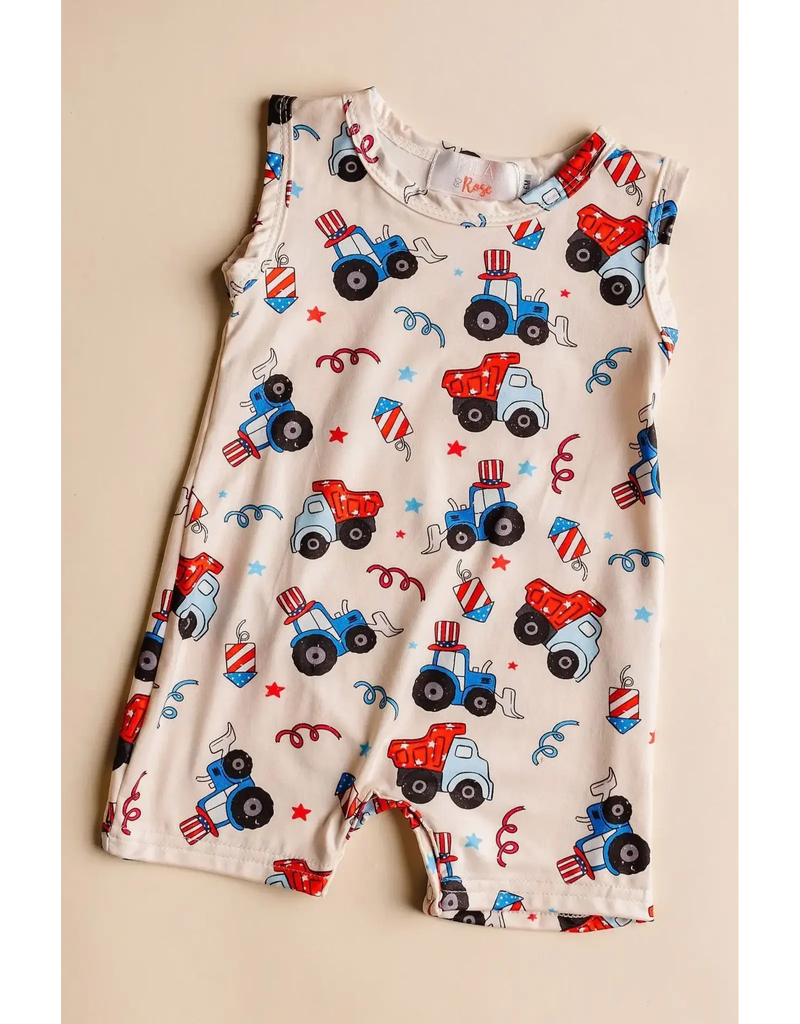 Mila & Rose Mila & Rose- 4th of July Tractor Shorty One Piece