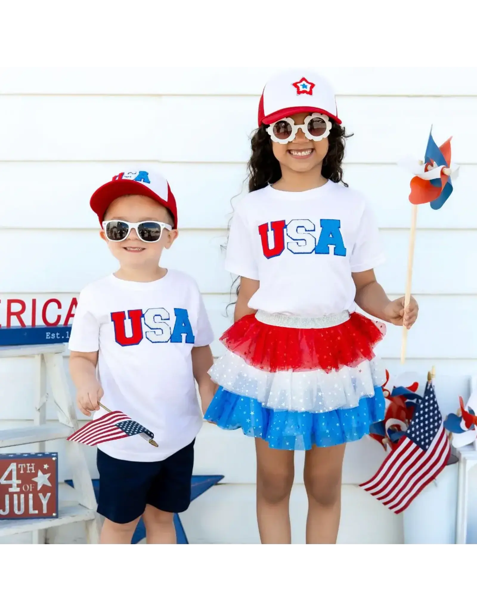 Sweet Wink- USA Patch S/S White TShirt