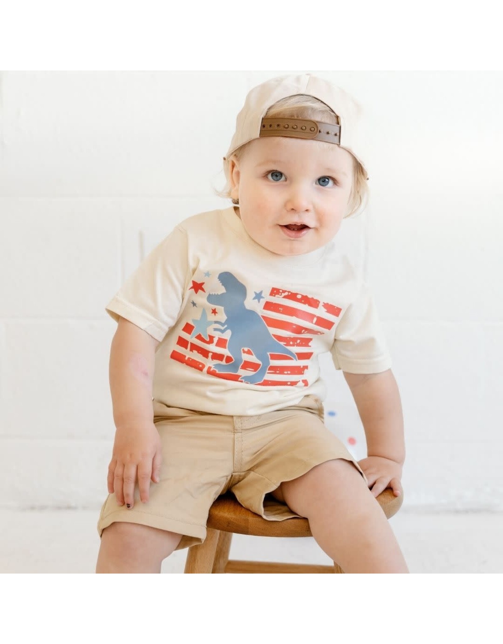 Sweet Wink- All American Dino S/S Shirt: Natural