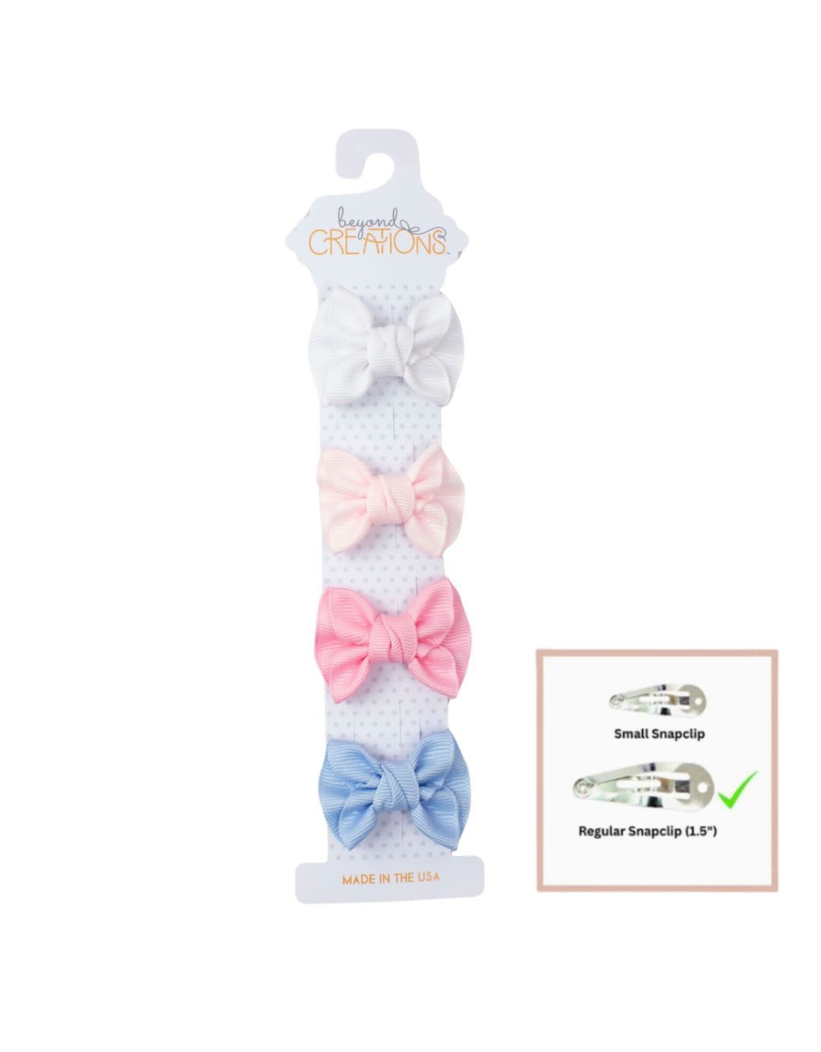Beyond Creations Beyond Creations- 4PK 2" Toddler Anne Bow: Wht, Lt Pink, Pink & Mill Blue
