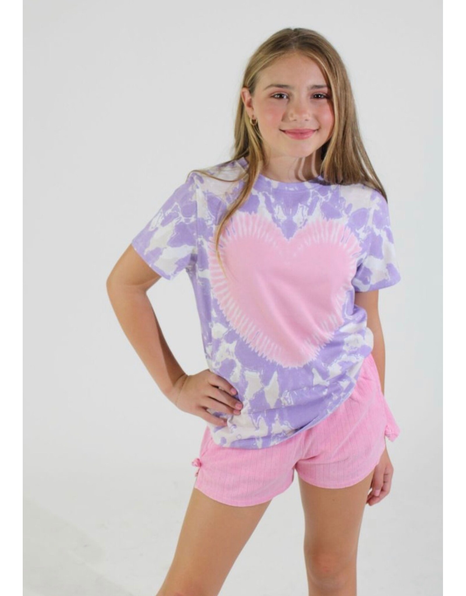 Paper Flowers- Faux Tie-Dye Sweet Dreams/Orchid Petal Heart Tee