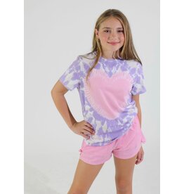 Paper Flowers- Faux Tie-Dye Sweet Dreams/Orchid Petal Heart Tee