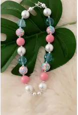 Pastel Pink & Lt Blue Chunky Necklace