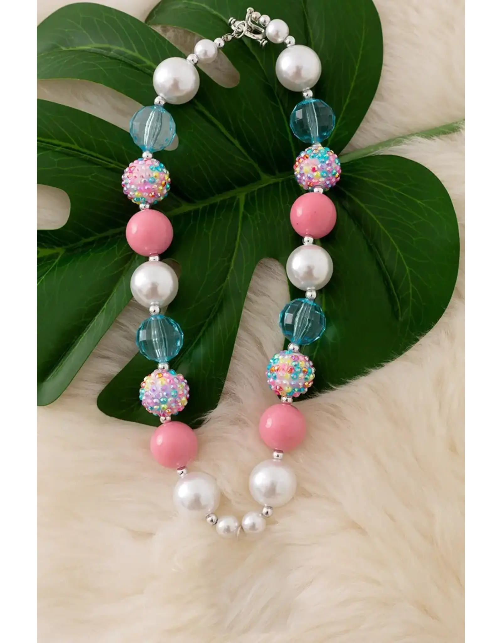 Pastel Pink & Lt Blue Chunky Necklace