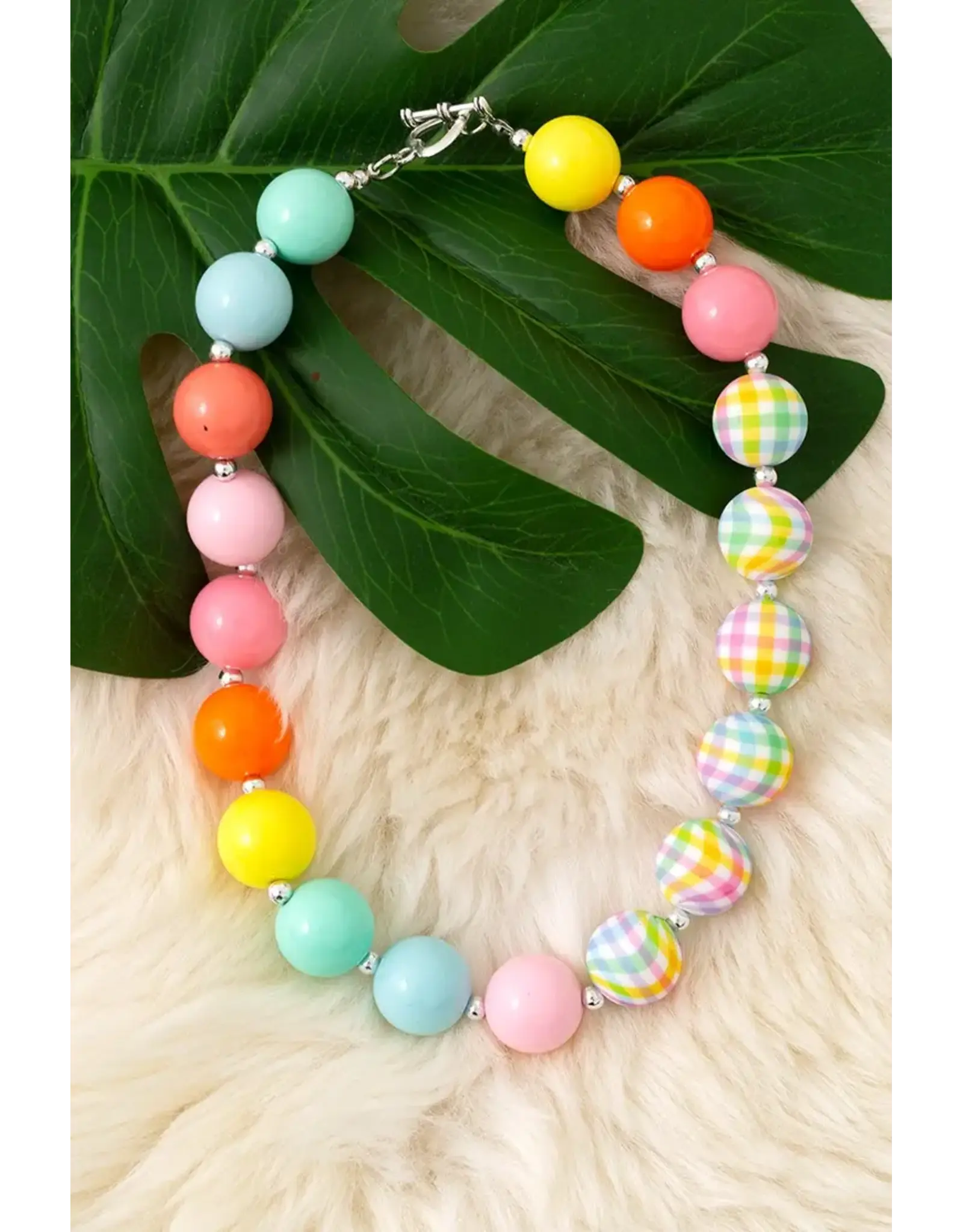 Spring Gingham Chunky Necklace
