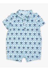 Ruffle Butts Ruffle Butts- Tiny Blue Batter Up Performance Polo Romper
