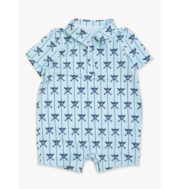 Ruffle Butts Ruffle Butts- Tiny Blue Batter Up Performance Polo Romper