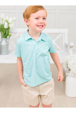 Ruffle Butts Ruffle Butts- Marine Green Micro Stripe Knit Performance Polo