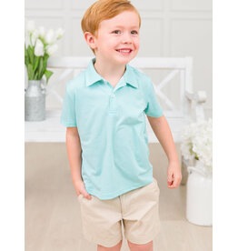 Ruffle Butts Ruffle Butts- Marine Green Micro Stripe Knit Performance Polo