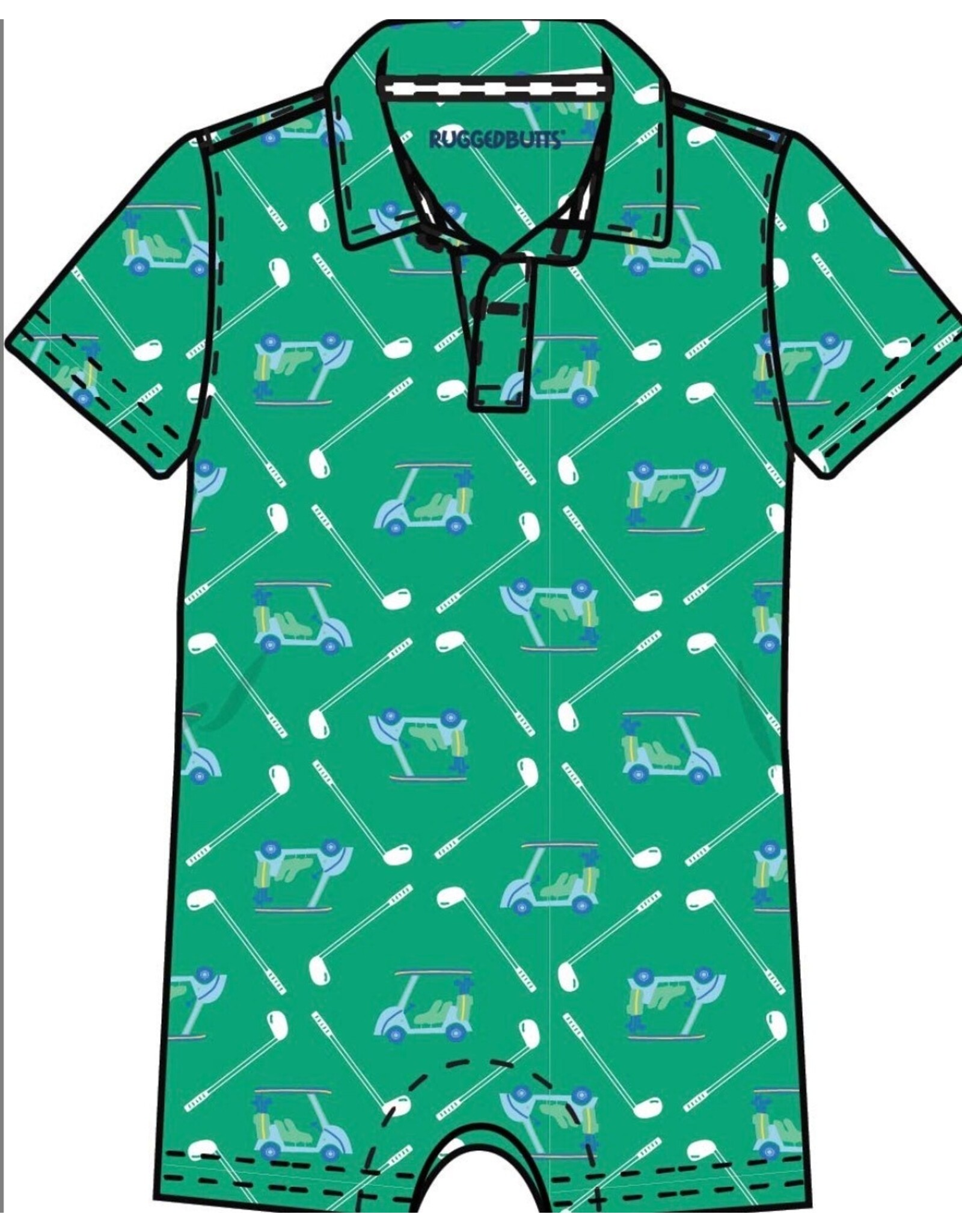 Ruffle Butts Ruffle Butts- Course Cruiser Performance Polo Romper