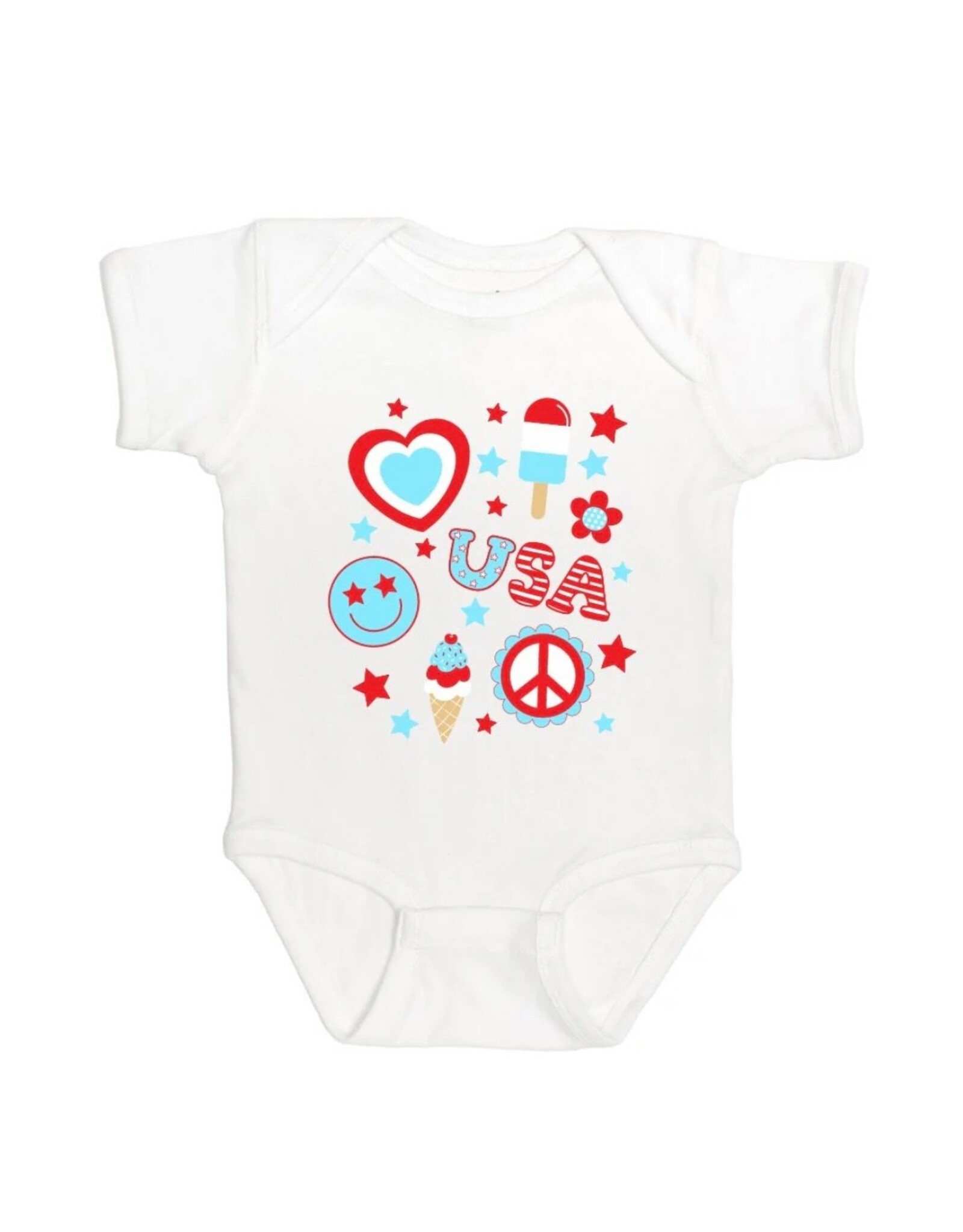Sweet Wink Sweet Wink- 4th of July Doodle S/S Bodysuit