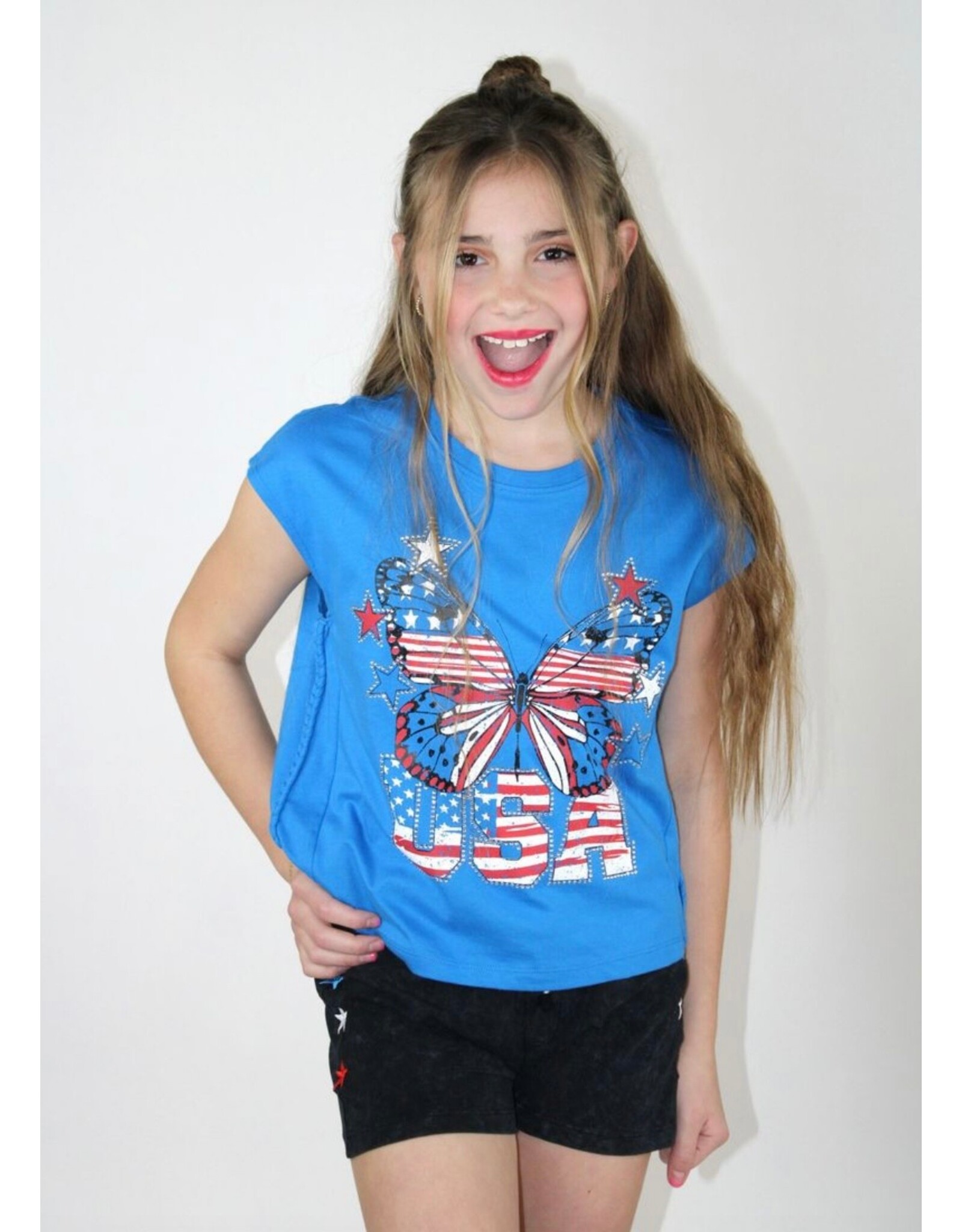 Paper Flowers- Distressed Butterfly USA Shirt