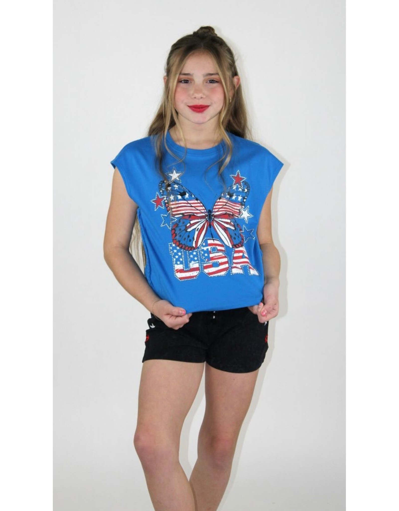 Paper Flowers- Distressed Butterfly USA Shirt