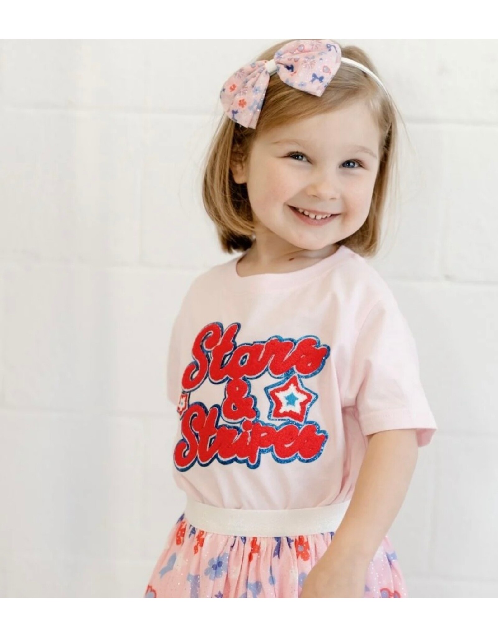 Sweet Wink Sweet Wink- Stars & Stripes Patch Ballet Pink S/S TShirt