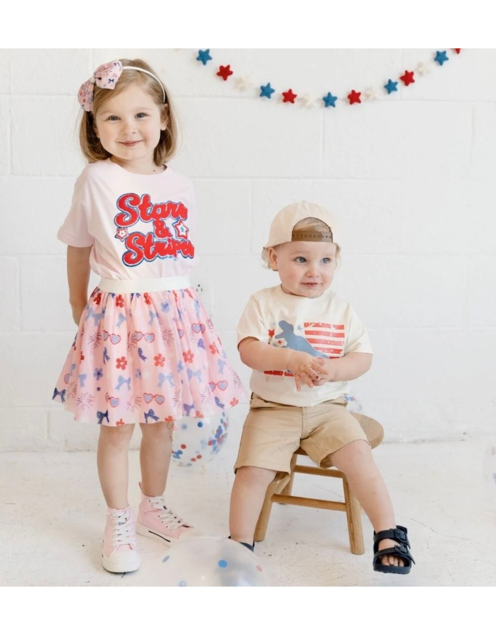 Sweet Wink Sweet Wink- Stars & Stripes Patch Ballet Pink S/S TShirt
