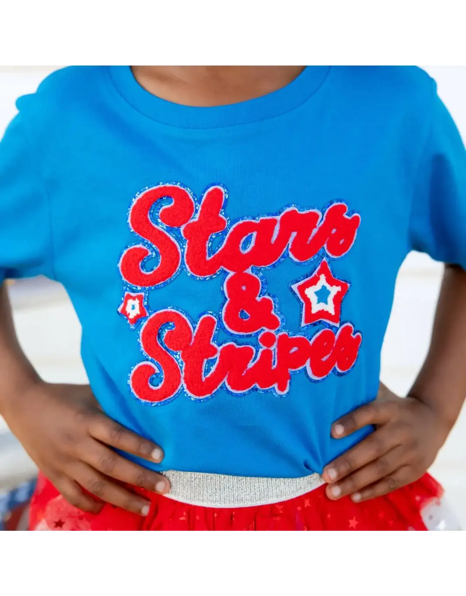 Sweet Wink- Stars & Stripes Patch S/S Blue Shirt