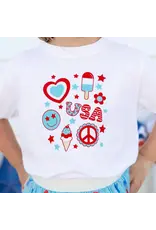 Sweet Wink Sweet Wink- 4th of July Doodle S/S White TShirt