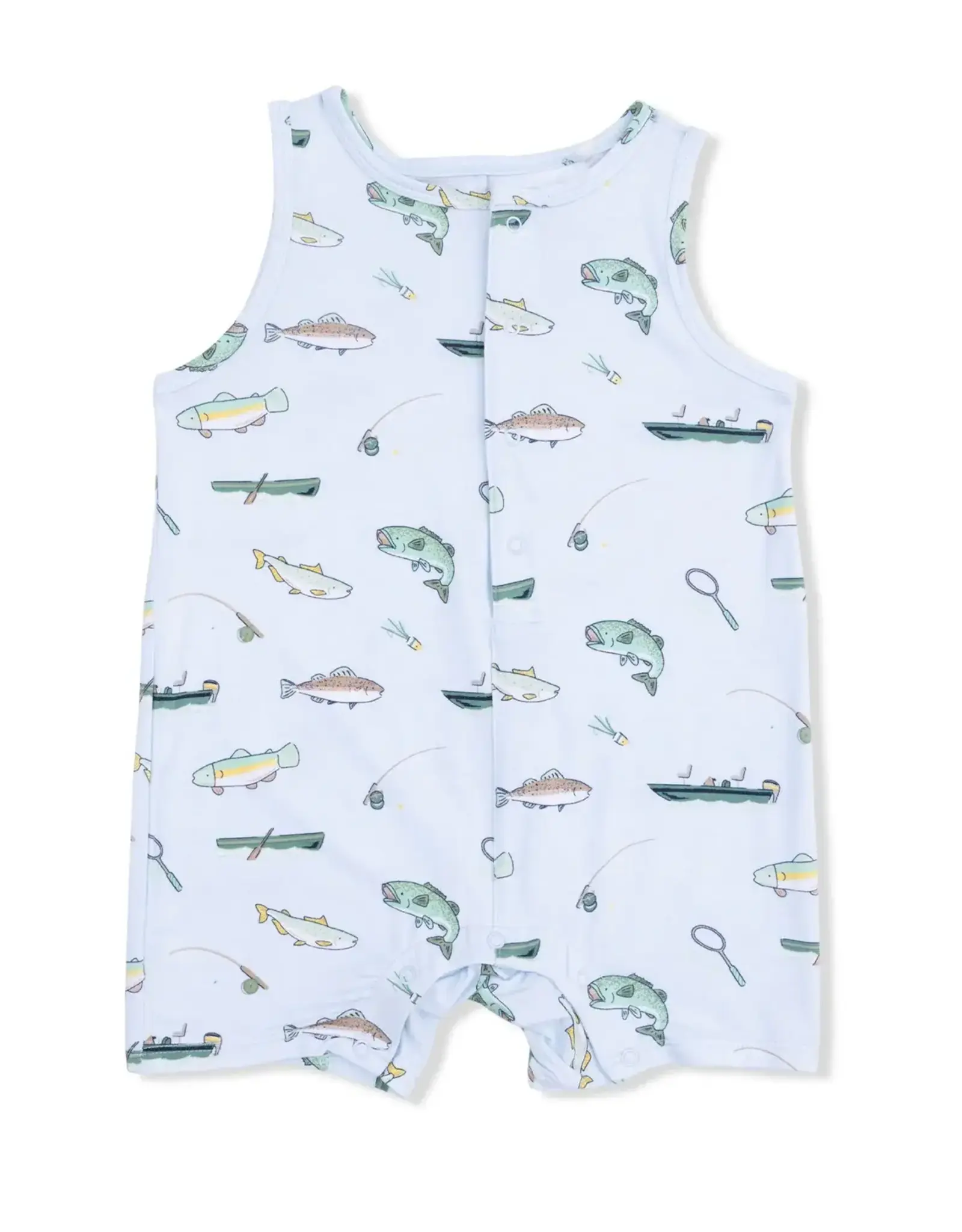 Angel Dear Angel Dear- Fishing Sleeveless Shortie Romper