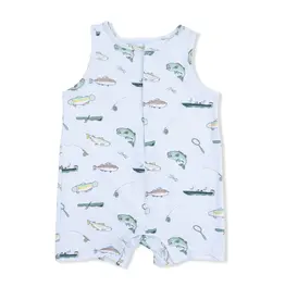 Angel Dear Angel Dear- Fishing Sleeveless Shortie Romper