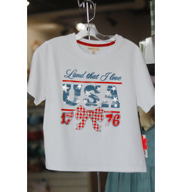 Paper Flower- USA Gingham Bow Patch Graphic Tee
