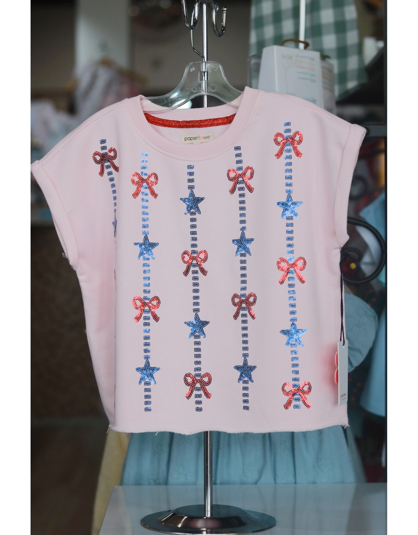 Paper Flower- Sequin Stars & Bows Americana Top