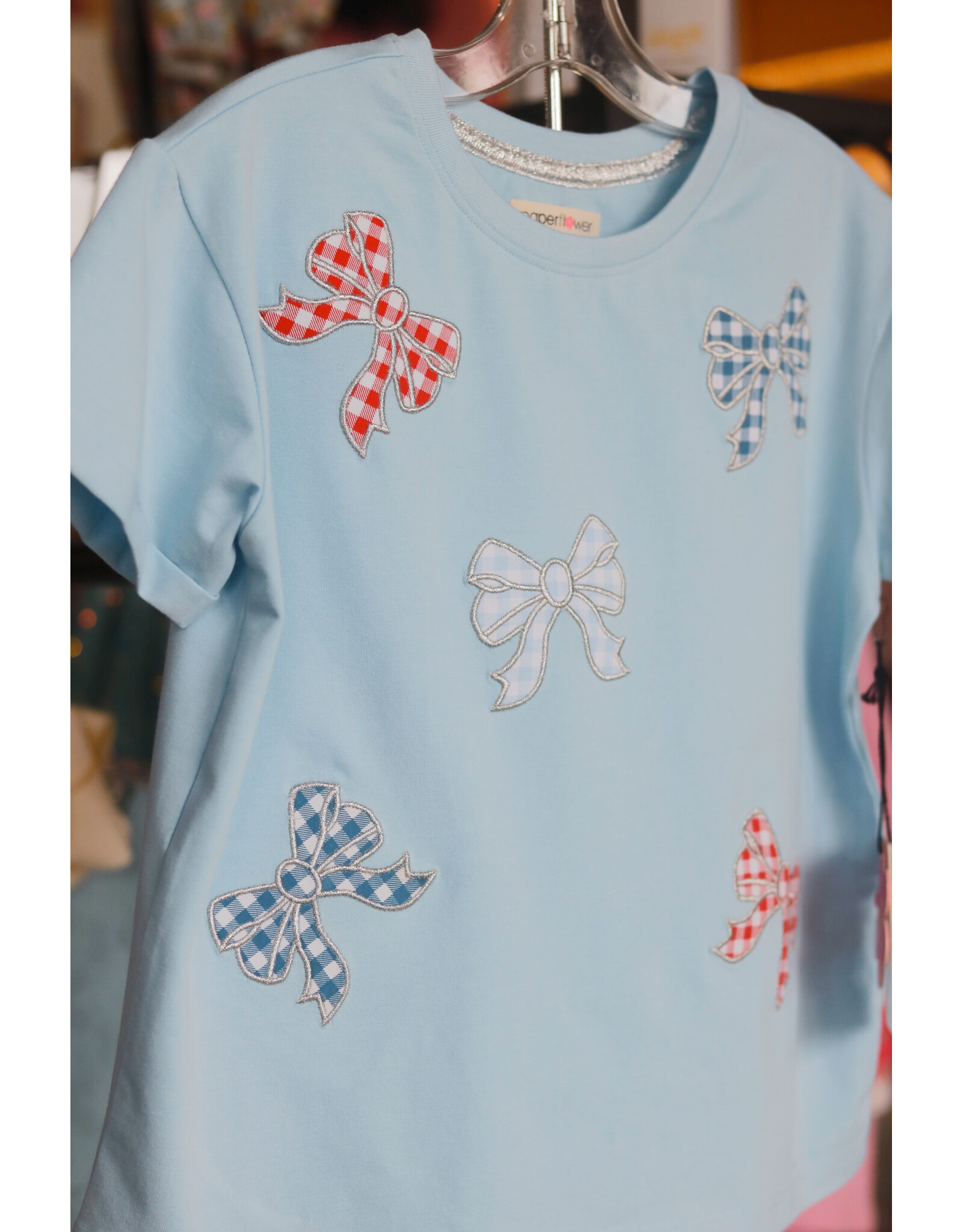 Paper Flower- Gingham Bow Patch Tee