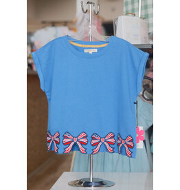 Paper Flower- Dazzling Blue Bow Patch Hem Dolman Top