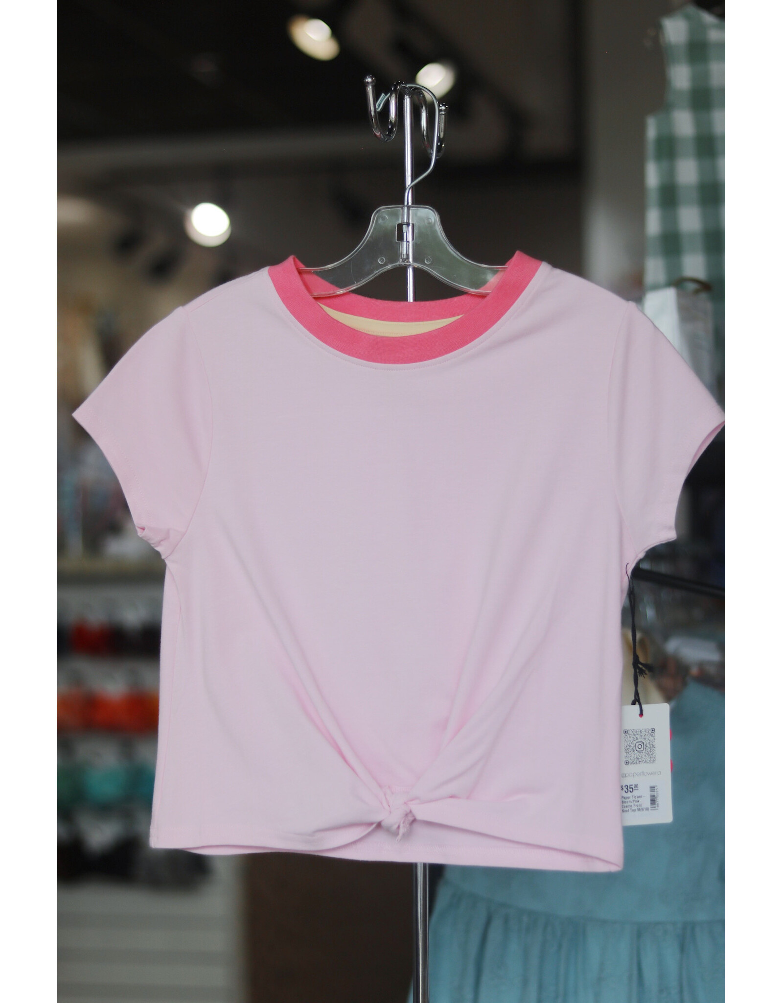 Paper Flower- Bloom/Pink Cosmo Front Knot Top