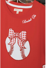 Paper Flowers- Bow Baseball Sis Dolman Red Top