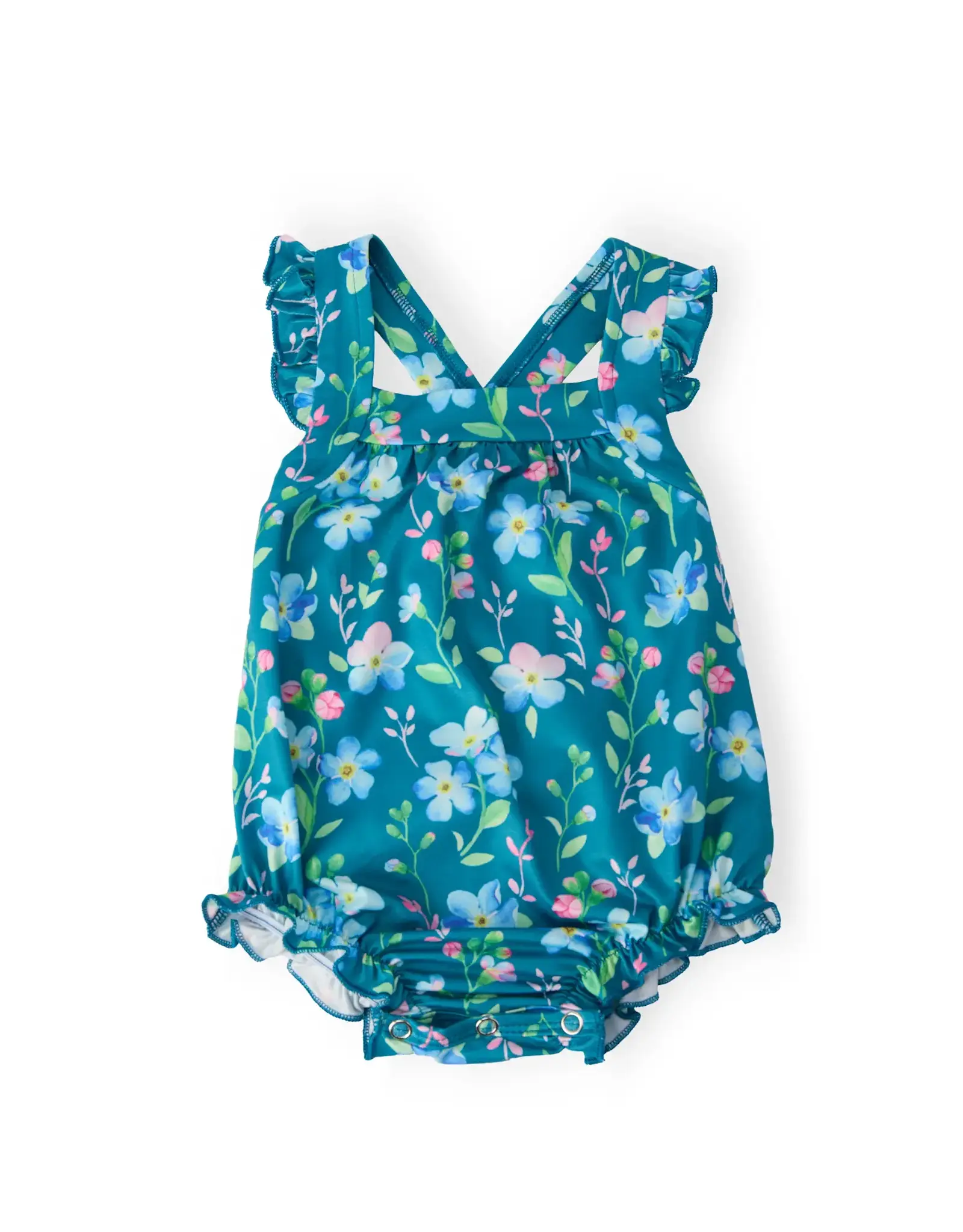 Mila & Rose Mila & Rose- Floral Breeze Ruffle Cross Back Romper