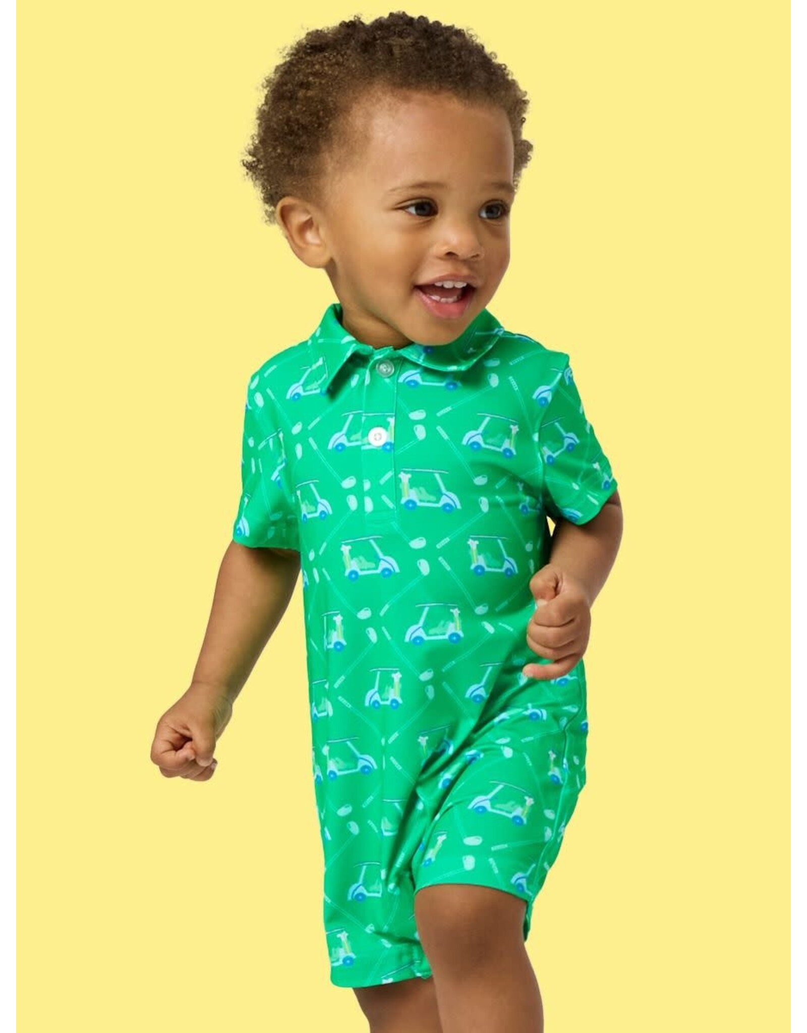 Ruffle Butts Ruffle Butts- Course Cruiser Performance Polo Romper
