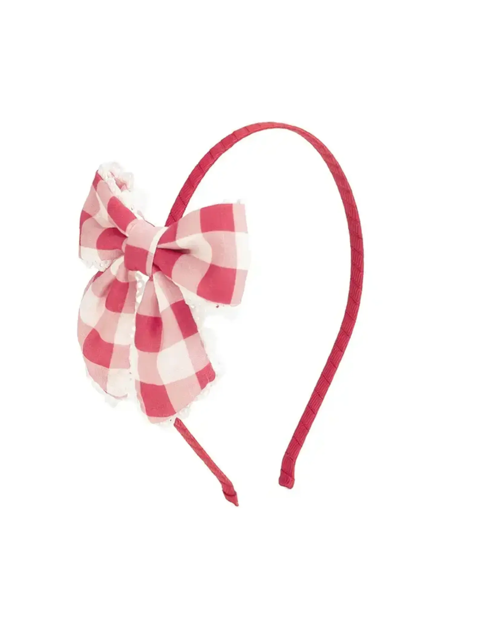 Sweet Wink- Red Gingham Bow Headband