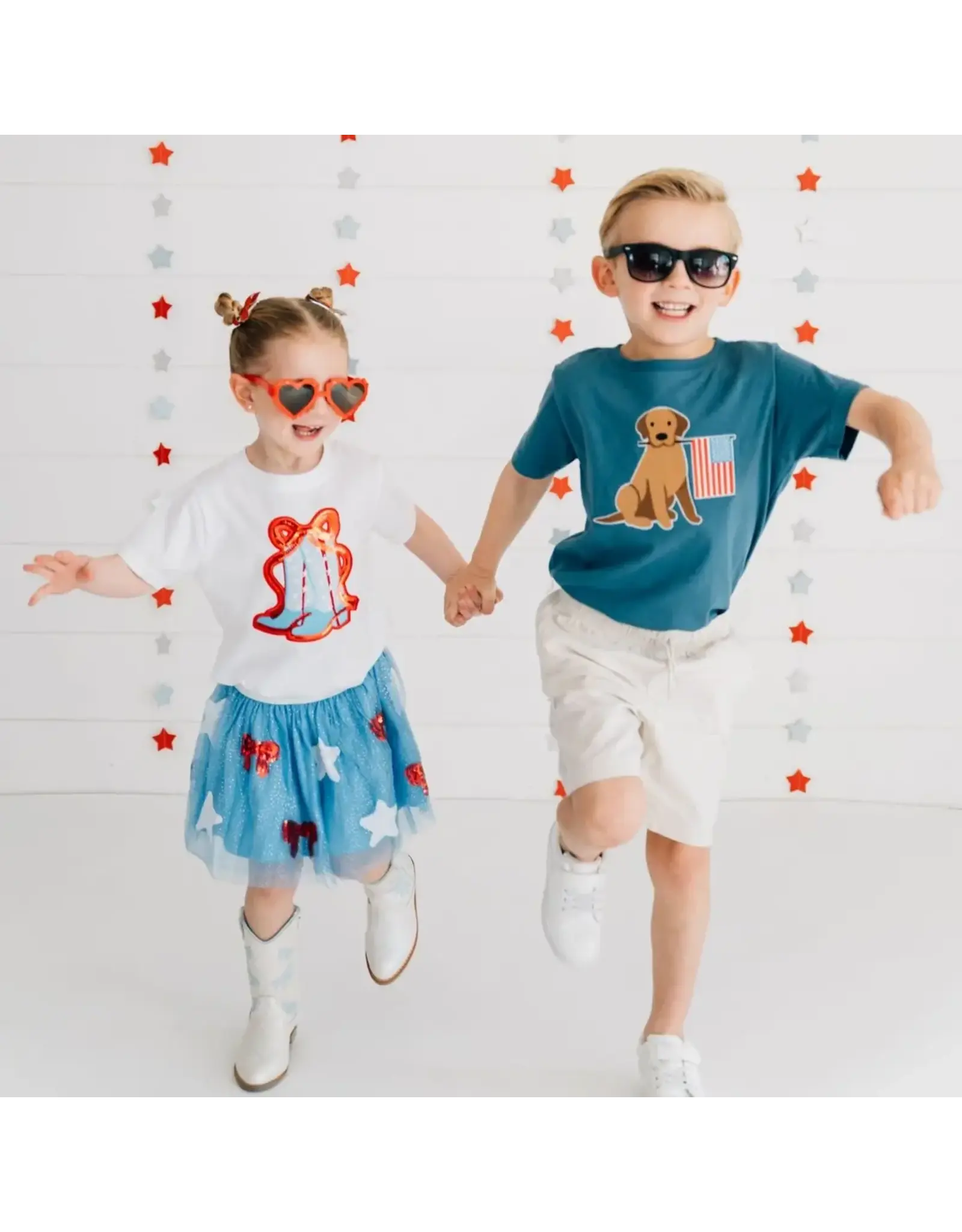 Sweet Wink- Patriotic Pup Patch Indigo S/S Shirt