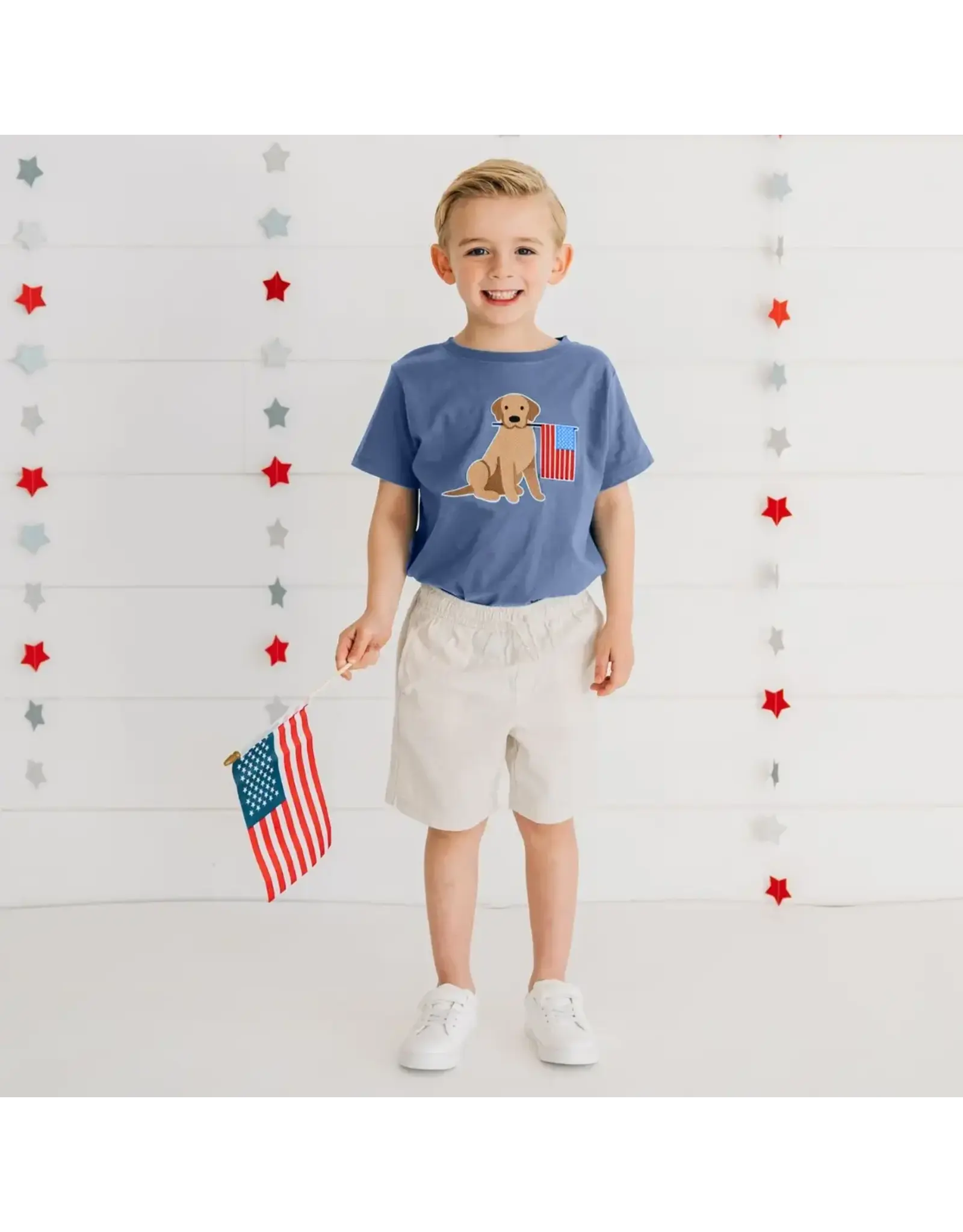 Sweet Wink- Patriotic Pup Patch Indigo S/S Shirt