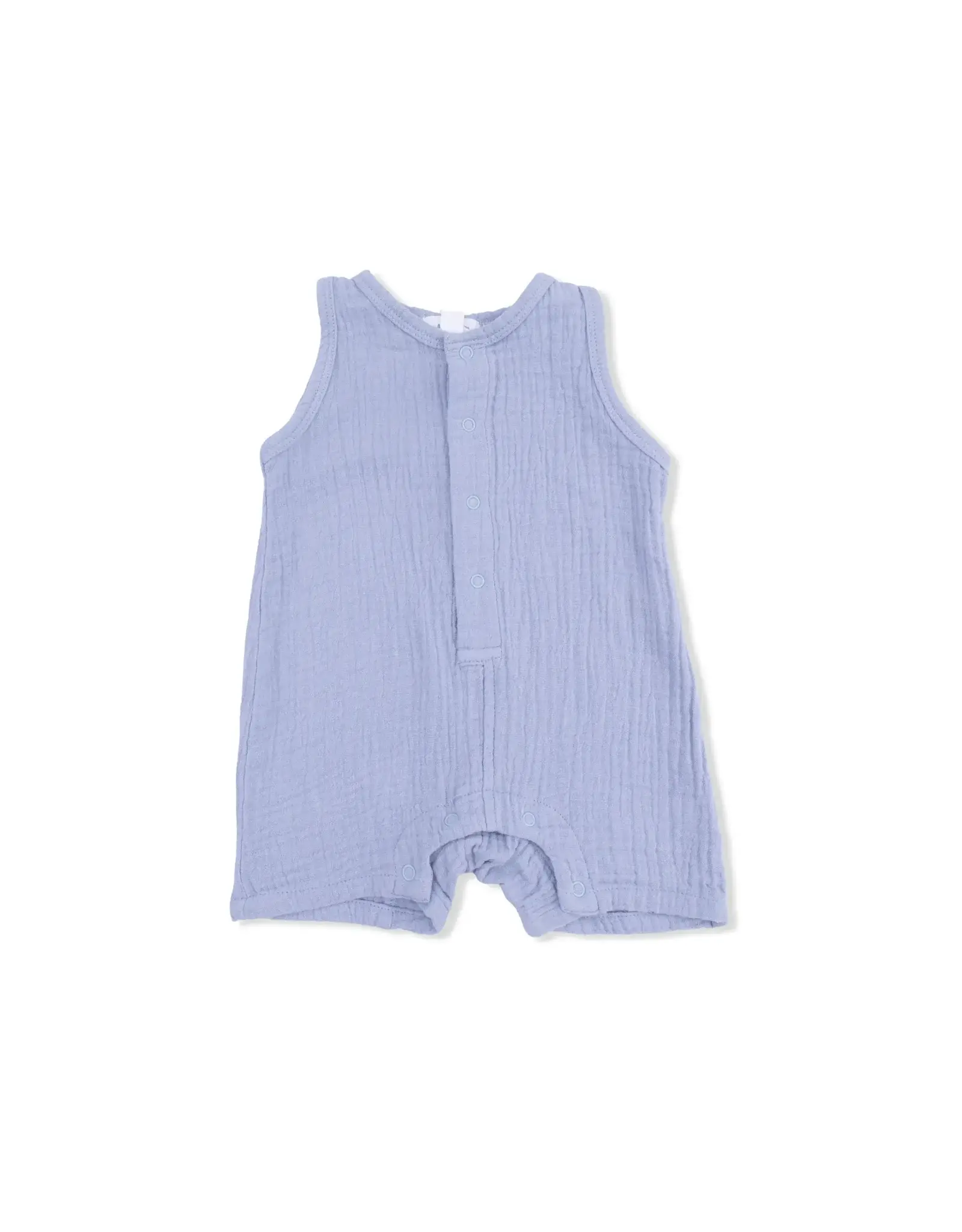 Angel Dear Angel Dear- Blue Blizzard Sleeveless Shortie Muslin Romper