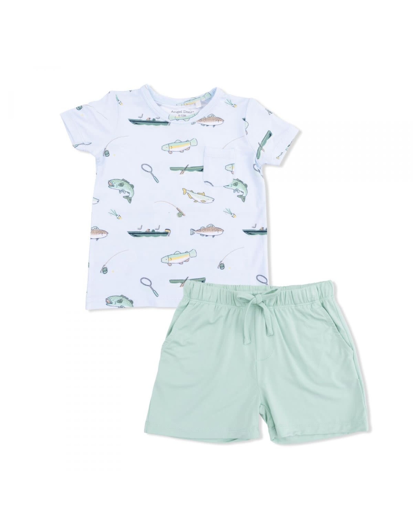 Angel Dear Angel Dear- Fishing Crew Tee & Short Set