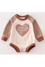 Brown Heart Floral Sweater Bubble