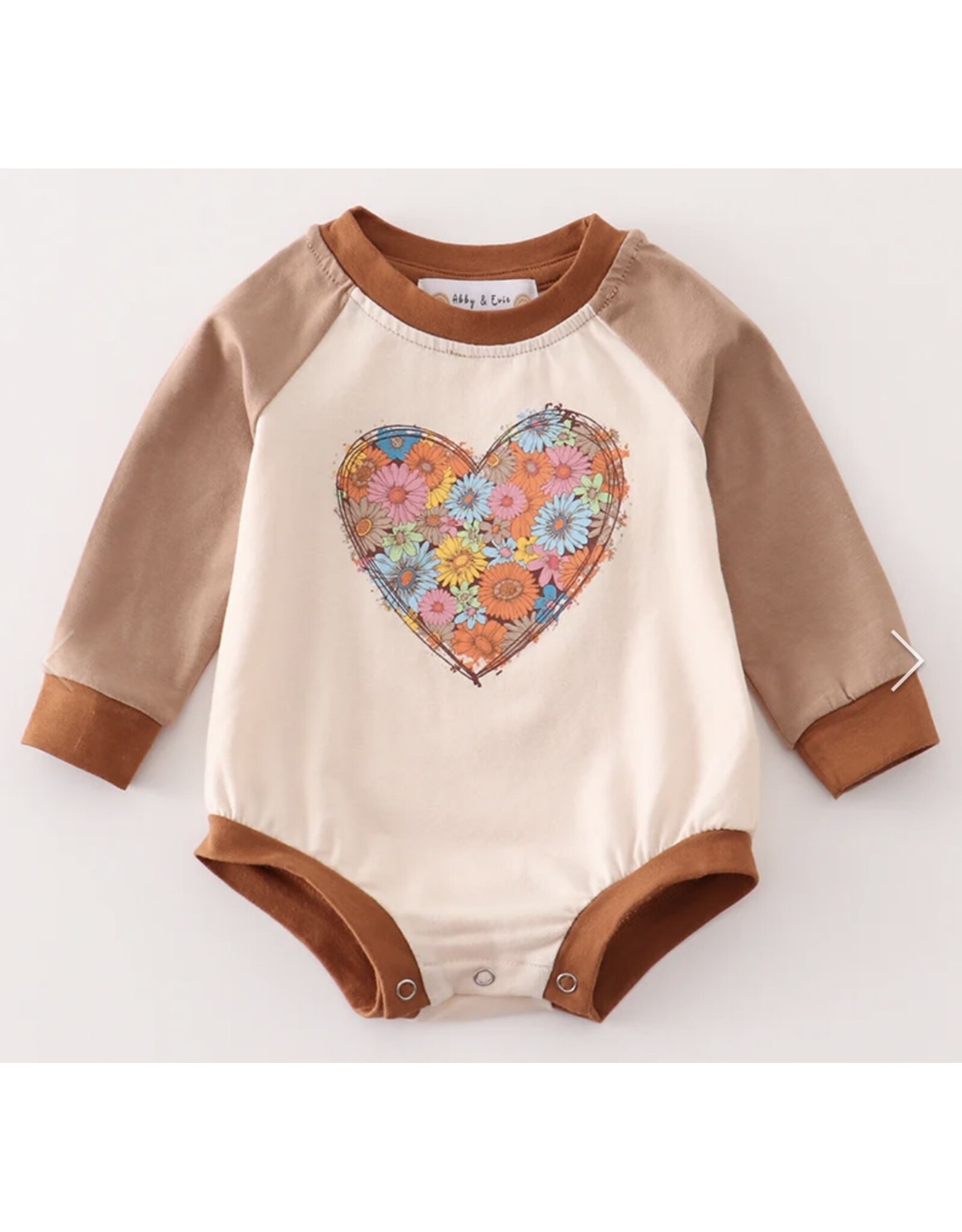 Brown Heart Floral Sweater Bubble
